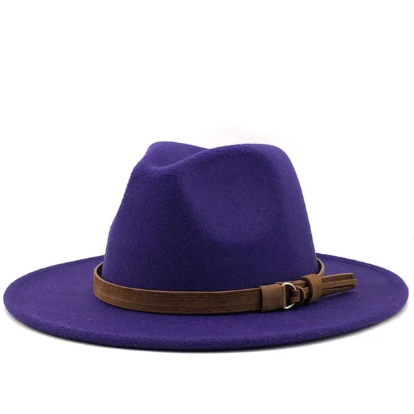 New Women Men Wool Fedora Hat With Leather Ribbon Gentleman Elegant Lady Winter Autumn Wide Brim Jazz Church Panama Sombrero Cap - Image 5