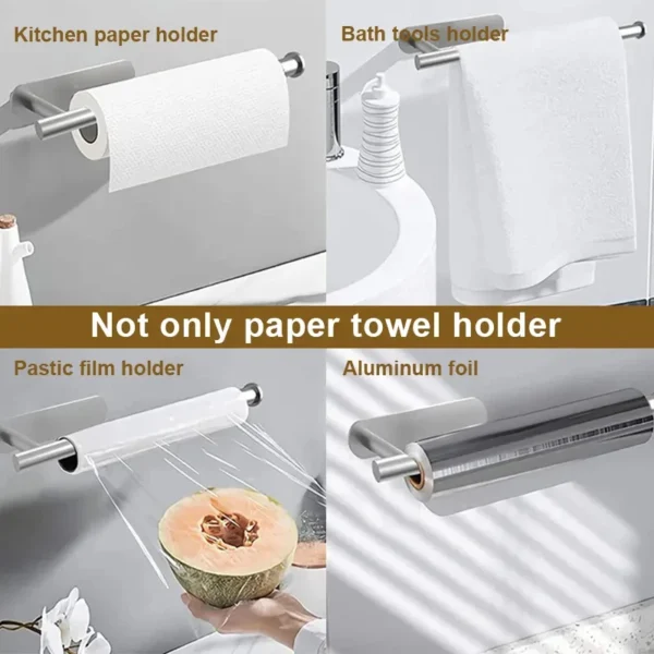 Bathroom bathroom extended storage rack, stainless steel tissue holder, adhesive toilet roll holder - Image 5