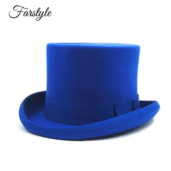 2024 Pink and Purple High Top hat Magician high hat British black jazz top hats male and female court gentleman flat felt hat - Image 2