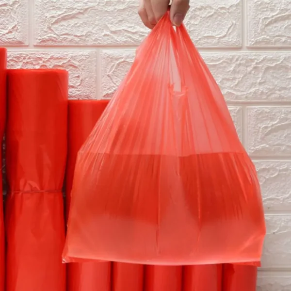 50Pcs Red Plastic Bag Supermarket Grocery Gift Shopping Bag Thicken with Handle Vest Bag Kitchen Storage Baskets - Image 3