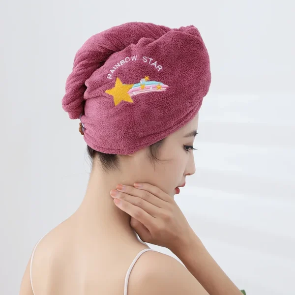 Women Soft Microfiber Towels Shower Cap Towel Bath Hats for Women Dry Hair Cap Quick Drying Soft for Lady Turban Head Girl Towel - Image 3