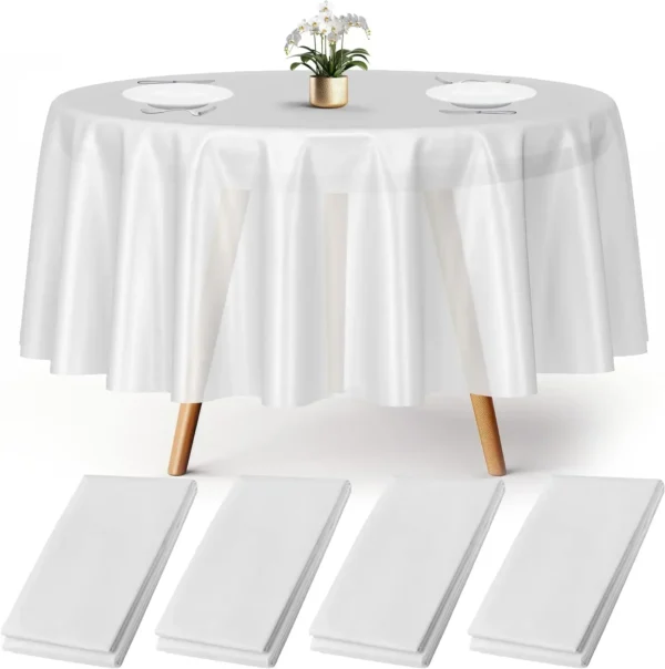 145-335cm Round Satin Tablecloths White Overlay Cover Smooth Fabric for Wedding Event Banquets Hotel Buffet Table Cloth Decor