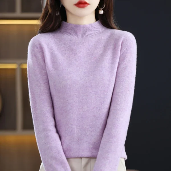 100% Pure Wool Half-neck Pullover In Autumn And Winter New Cashmere Sweater Women's Casual Knit Top Women's Coat 19 Colors - Image 6