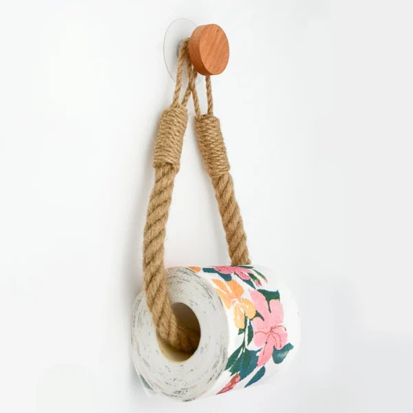 Hot sell Hemp rope tissue holder non punching toilet paper holder wall mounted roll paper storage rack bathroom accessories - Image 4