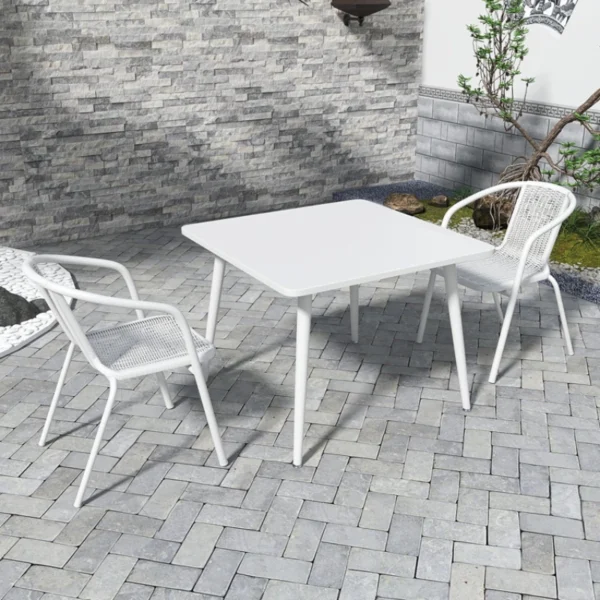 Outdoor Dining Table and Chairs Courtyard White Long Square Table Outdoor Casual Salon De Jardin Garden Furniture Sets WK50HY - Image 4