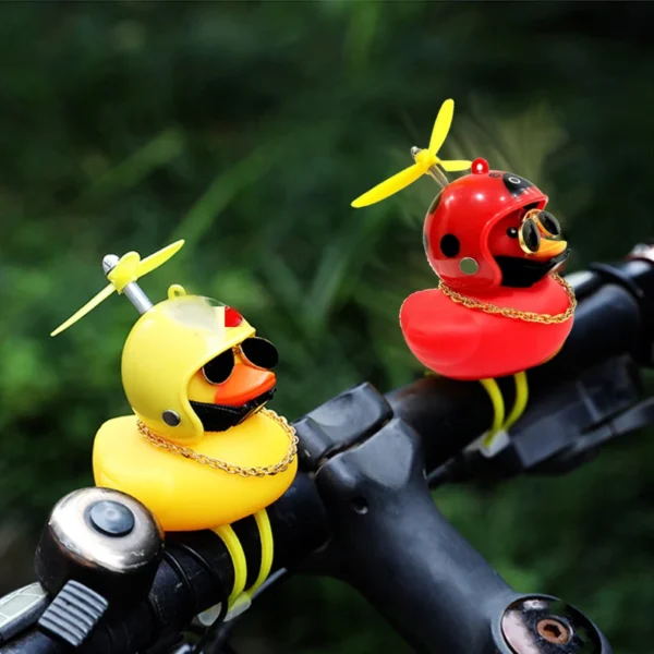 Car Duck With Helmet Broken Wind Pendant Small Yellow Duck Road Bike Motor Helmet Riding Cycling Accessories Without Lights - Image 4