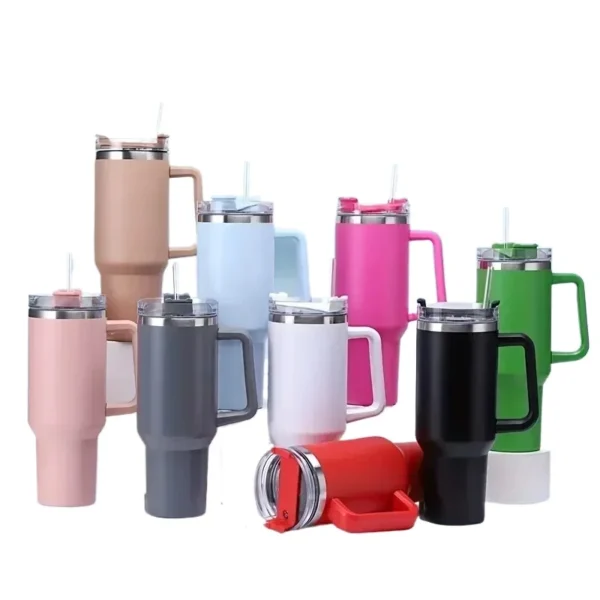 1200ML 304 Stainless Steel Insulated Water Bottle Thermal Coffee Car Cup Cold Hot Mugs Vacuum Flask With Handle Straw For Sport - Image 3