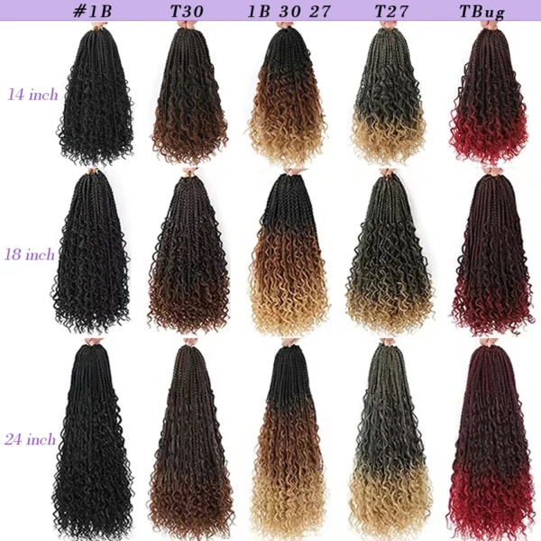 Jayfans 1- 8 Packs Ombre Bohemian Box Braids Crochet Hair With Curly Ends 14 18 24 Inch Synthetic Goddess Braids Hair Extensions - Image 6