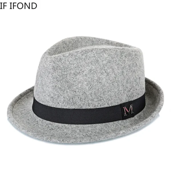 Men Winter Thick Warm Felt Fedora Hats Wool Gentleman Jazz Cap Homburg Male Classical Narrow Brim Top Hat - Image 4