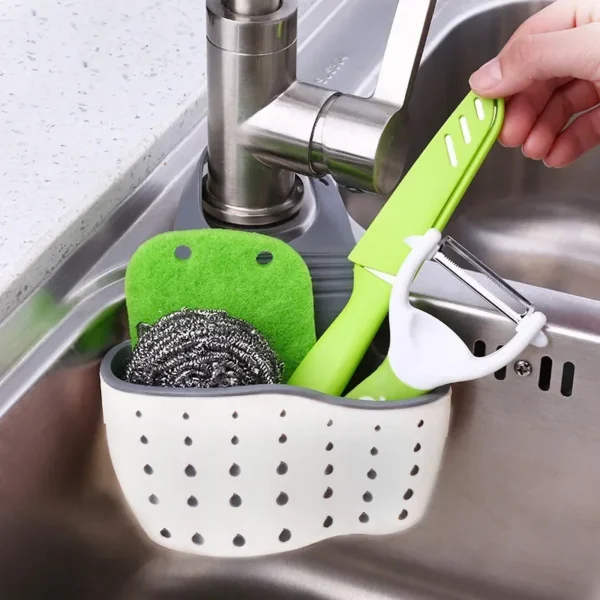 Adjustable Sink Drainer Kitchen Storage Basket Sponge Pool Hanging Bag Supplies Kitchen Accessories Organizer Household Items