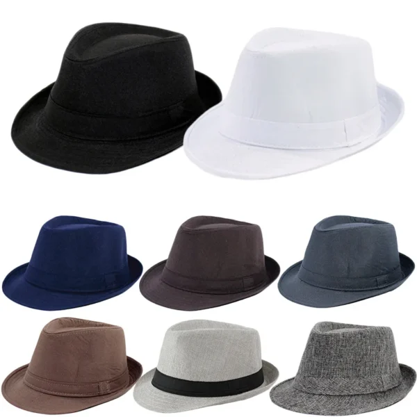 Linen Panama Solid  Jazz Hat Cowboy  Men's Women's Children's British Sun Hat