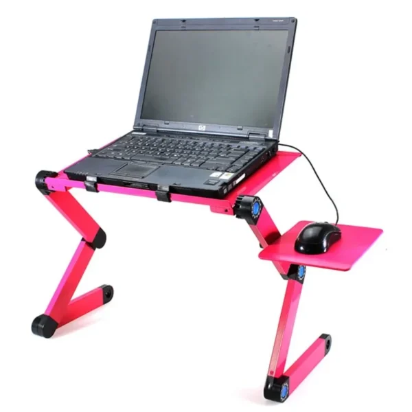 Degree Foldable Adjustable Laptop Desk Table Stand Holder Durable Aluminum Laptop desk Tray with Cooling Dual Fan Mouse Pad