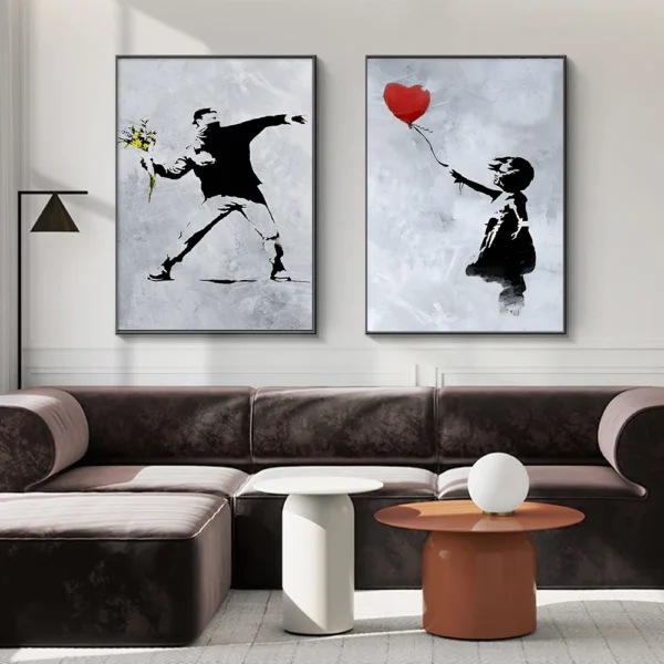 Banksy Street Graffiti Decorative Canvas Painting Girl with Balloon Art Poster Abstract Figure Mural Room Wall Decoration Prints - Image 2