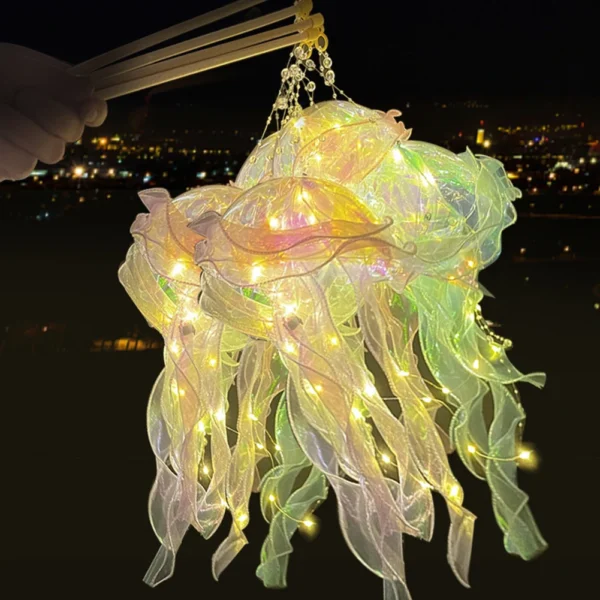 DIY Jellyfish Lantern Under The Sea Colorful Jellyfish Lamp Girl Bedroom Atmosphere Decoration Lamp Mermaid Theme Party Decor - Image 4