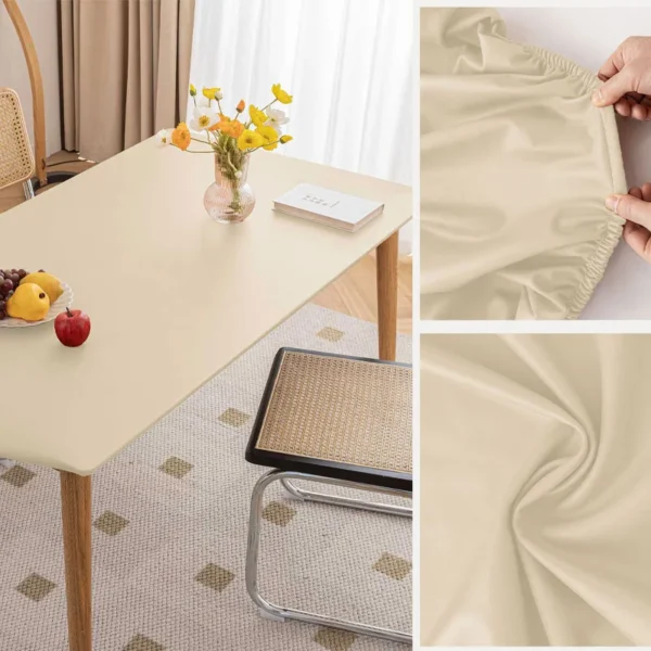 Solid Color PU Elastic Tablecloth Custom Square Round Table Cover Waterproof Dinning Table Cloth Protector Desk Mat For Students - Image 4