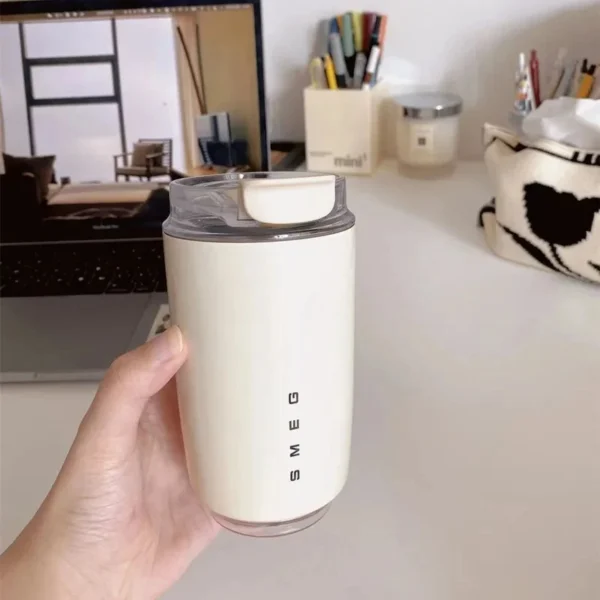 SMEG 240ML Milk White Beverage Cup Travel Portable Drinking Cup Stainless Steel Vacuum Leak proof  Coffee Thermos - Image 5