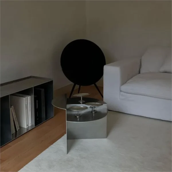 MOMO Stainless Steel Coffee Table Wabi-sabi Style Round Metal Coffee Table Korean Netflix Designer Models Side Table - Image 2