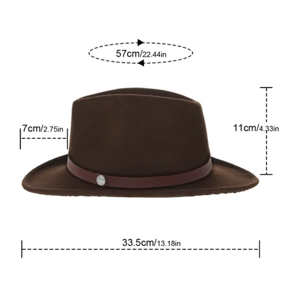 Fashion Women Men Fedoras Western Cowboy Hat Lady Sombrero Hombre Metal Piece Decoration Cowgirl Jazz Sun Caps Size 57CM - Image 5