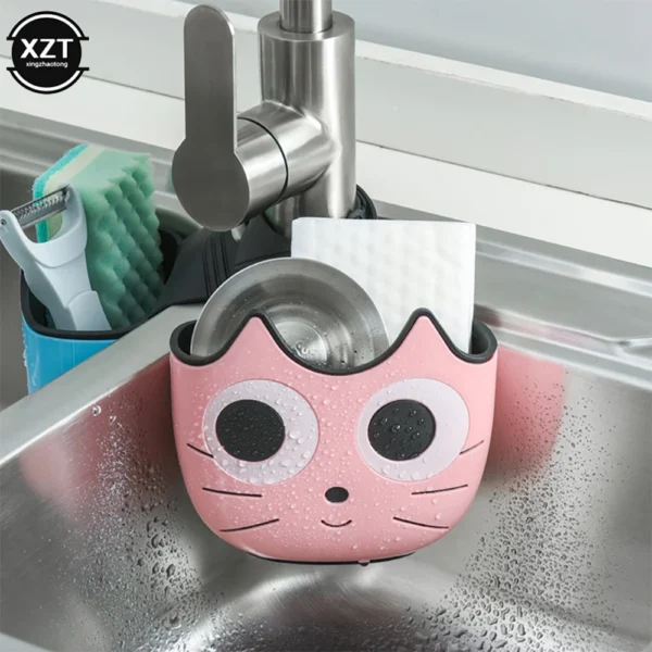 1Pcs Cute Sink Faucet Sponge Holder Ajustable Hanging Storage Basket for Soap Sponge Shelf Kitchen Bathroom Organzier Bag - Image 3