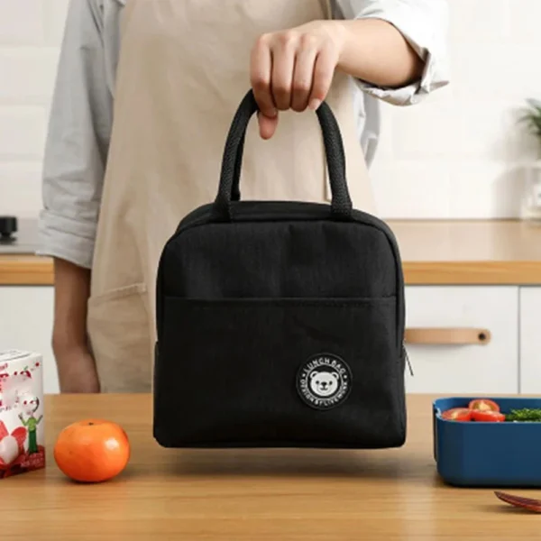 1pc refrigerated lunch bag, portable zipper insulated lunch bag, canvas refrigerator lunch box, travel handbag - Image 4