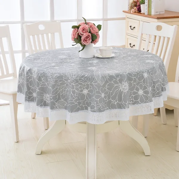 PVC Waterproof Table Cloth Round Tablecloth Nappe Table Cover Party Wedding Table Cloth for Home Kitchen Tablecloth Mantel - Image 4