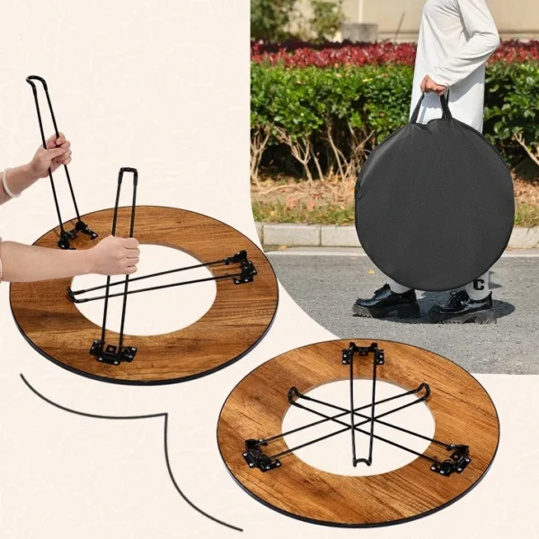 Camping table Folding Barbecue Round Table IGT table Home full Brazier table Lightweight BBQ Grill Stand Outdoor Picnic Table - Image 6