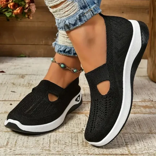 Soft Sole Knitted Sneakers For Women Breathable Comfort Casual Sports Shoes Woman Lightweight Hollow Out Mesh Flats Summer Shoes - Image 6