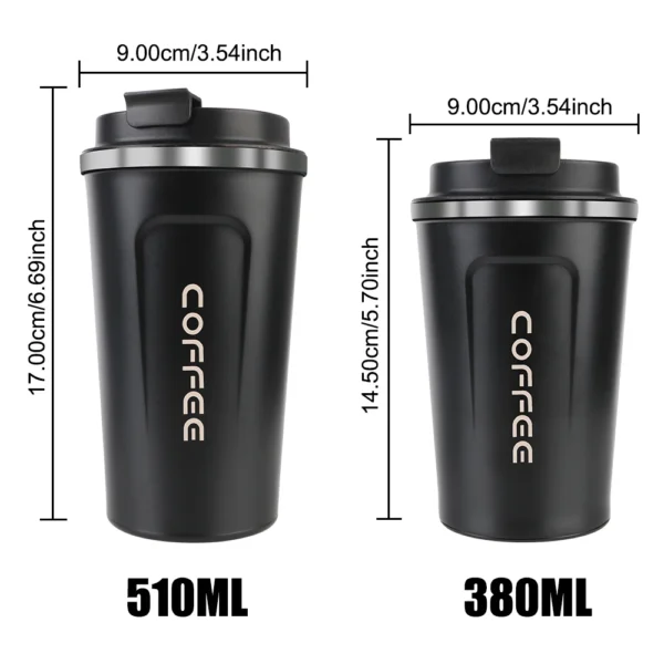 Thermo Cafe Car Thermos Mug for Tea Water Coffee Leak_Proof Travel Thermo Cup Coffee Mug 380/510ML Double Stainless Steel - Image 2