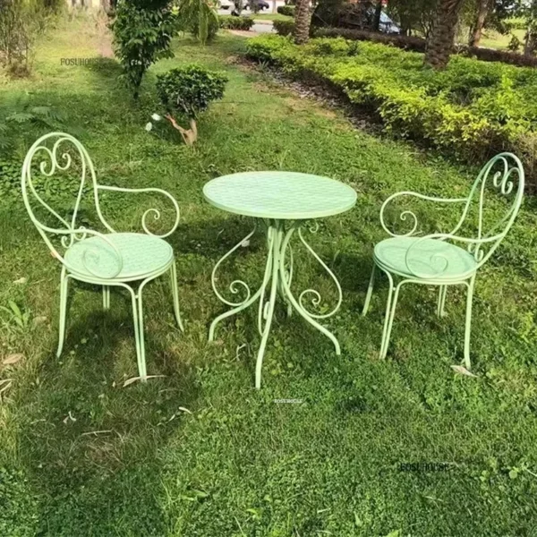 Retro Iron Balcony Outdoor Furniture Sets Garden Furniture Sets Outdoor Garden Balcony Cafe Dining Table Chairs Set for Garden - Image 4