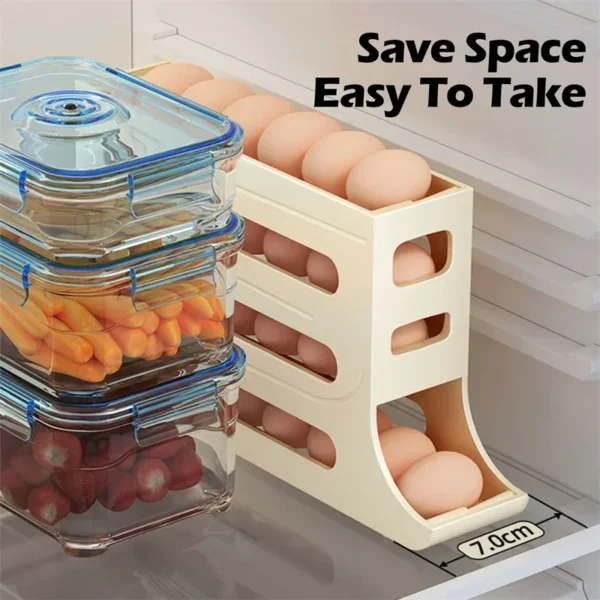 Automatic Scrolling Egg Rack Holder Storage Box Egg Basket Food Containers Egg Case Holder Refrigerator Storage Organizer - Image 3