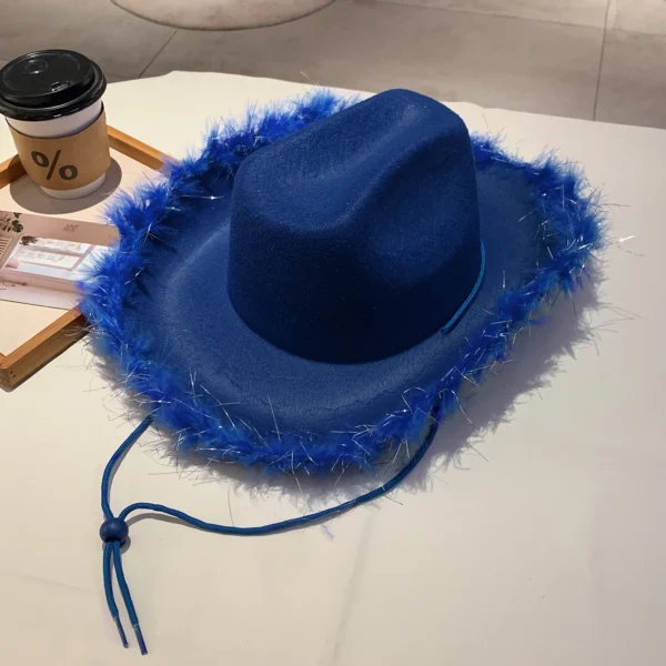 KAMMPT Fashion Solid Color Cowboy Hat Wide Brim Carnival Cosplay Cowgirl Hat Western Style Trends Caps for Bachelorette Party - Image 4