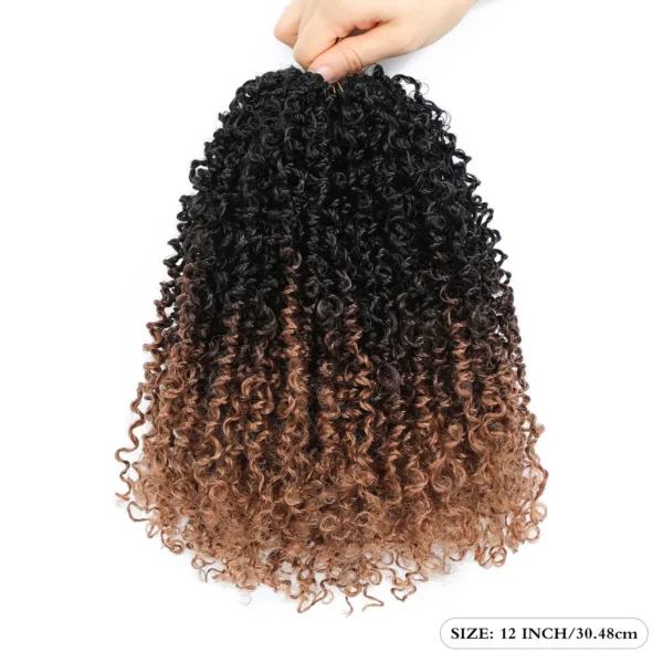 12Inch Black Pre-looped Yanky Twists Crochet Braids Ombre Brown Bohemian Spring Twists Hair with Curls Synthetic Extensions - Image 4