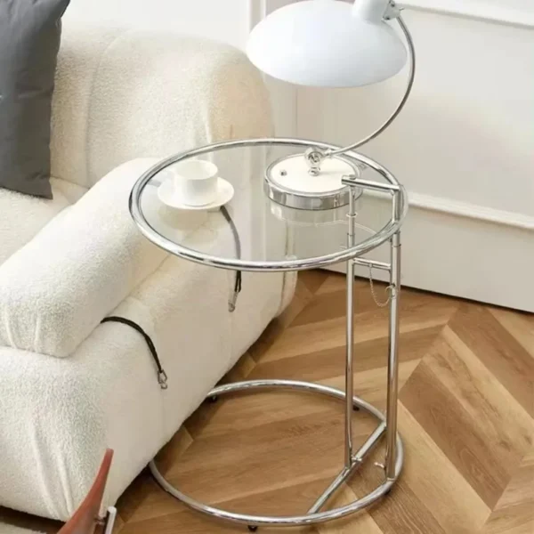 Nordic C-shaped Coffee Table Stainless Steel Glass Lift Sofa Corner End Table Adjustable Lift Desk Living Room Furniture - Image 5