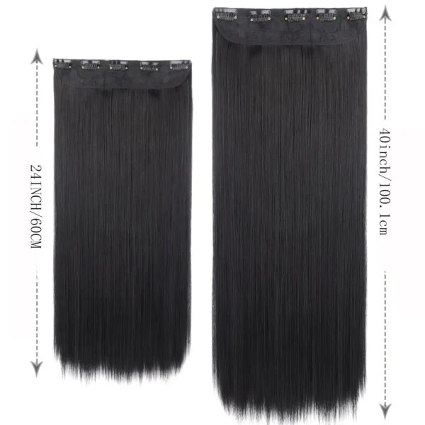 Synthetic Long Straight Hair 5 Clips Hair Extensions Ponytail Extension For Ladies Girls 40/24 Inches Clip In Extensions - Image 3