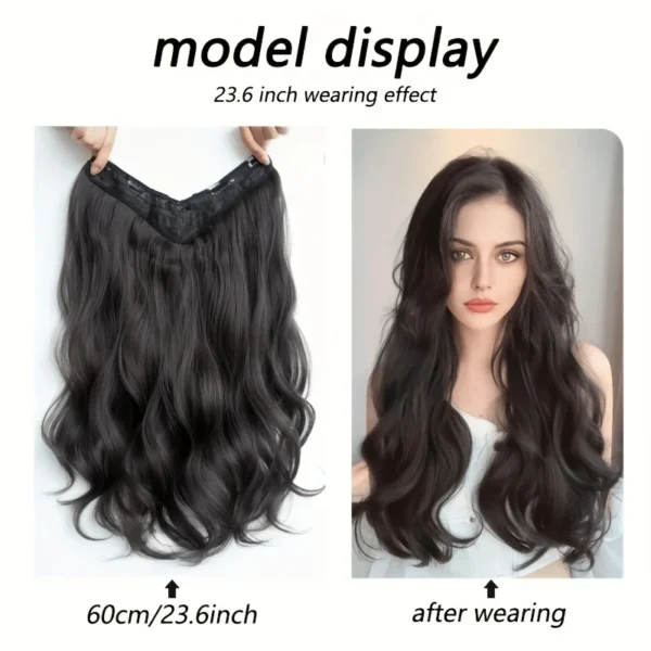 Invisible Long Wave Synthetic Hair Extensions - Fuller Hair Look, Natural-Looking Hair Strands - Confident Hairstyle Design - Image 5