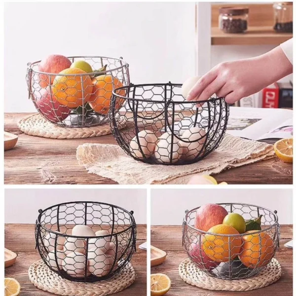 High quality Kitchen Storage Metal Wire Egg Basket Farm Chicken Cover Egg Holder Organizer Storage basket - Image 5