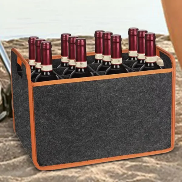 Felt Wine Storage Bag Handbag Reusable Champagne Bottle Beverage Storage Box Basket Outdoor Camping Supplies - Image 2