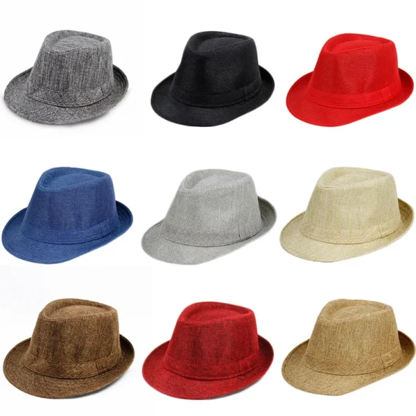 Linen Panama Solid  Jazz Hat Cowboy  Men's Women's Children's British Sun Hat - Image 2