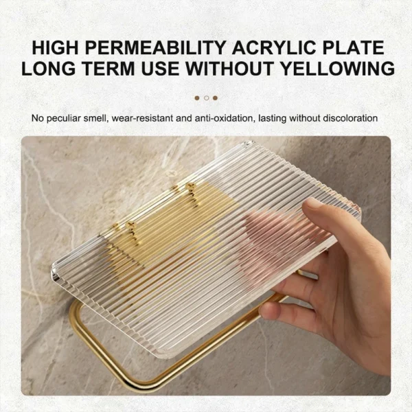 Luxury Gold Toilet Paper Holder with Shelf No Punching Acrylic Roll Paper Holder Tissue Hanger Bathroom Accessories - Image 3