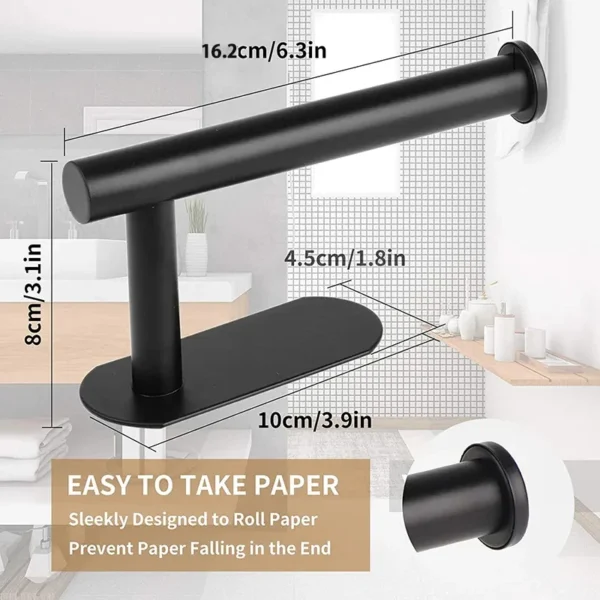 Bathroom bathroom extended storage rack, stainless steel tissue holder, adhesive toilet roll holder - Image 2