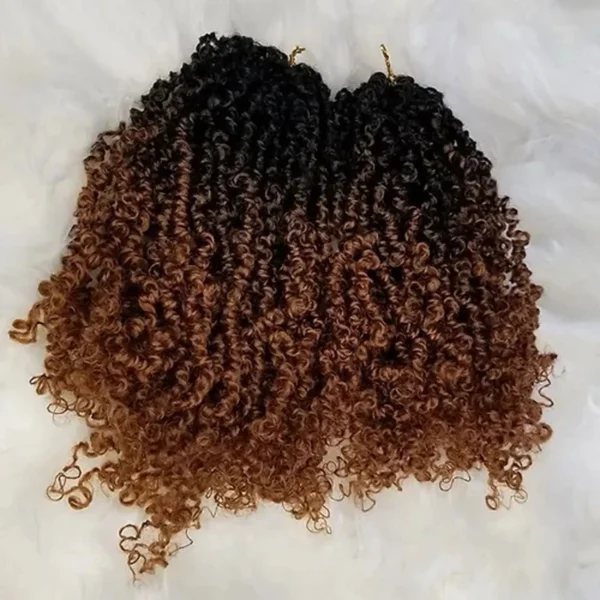 12Inch Black Pre-looped Yanky Twists Crochet Braids Ombre Brown Bohemian Spring Twists Hair with Curls Synthetic Extensions - Image 6