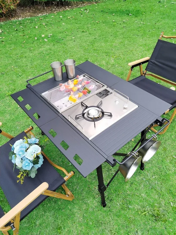 Lohascamping Lightweight Camping Folding IGT table extend Brazier table multifunctional adjustable leg Desktop burner bbq table - Image 3