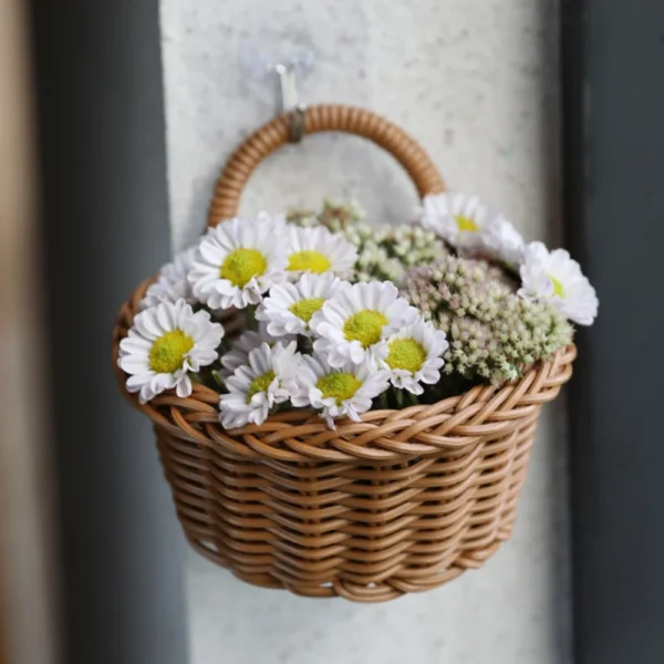 EPCI Woven Hangings Storage Baskets Handmade Wicker Flower Pot Breathable Florist Rattan Flower Planter For Home Decor Balcony - Image 2