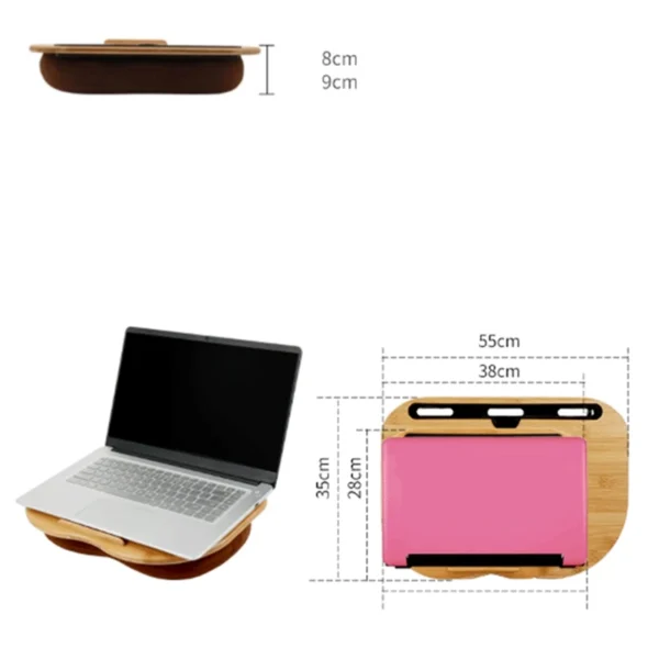 Lap Desk With Pillow Cushion,Laptop Stand Parts With Slot For Tablet,Computer Bed Table For Travel,Support Up To 14Inch Laptop - Image 6