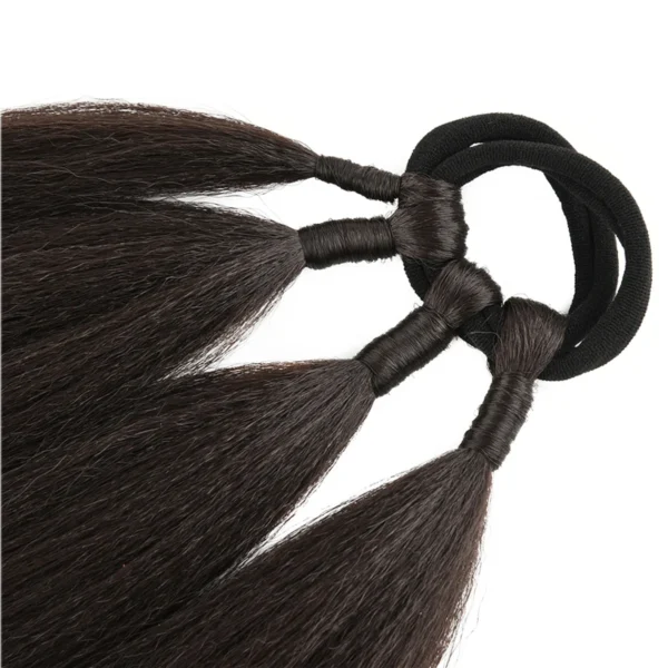 Ponytail Extensions Synthetic Boxing Braids Wrap Around Chignon Tail With Rubber Band Hair Ring 26 Inch Brown Ombre Braid DIY - Image 2