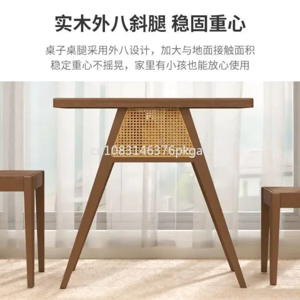 Solid Wood Balcony Small Table and Chairs Creative Leisure Living Room Dining Table and Chair Combination Furniture - Image 3