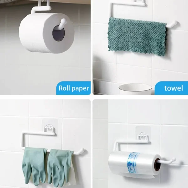 Punchfree Kitchen Paper Towel Rack Holder Paper Roll Rack Hanger Rag Storage Rack Wallmounted Towel Kitchen Bathroom Accessories - Image 4