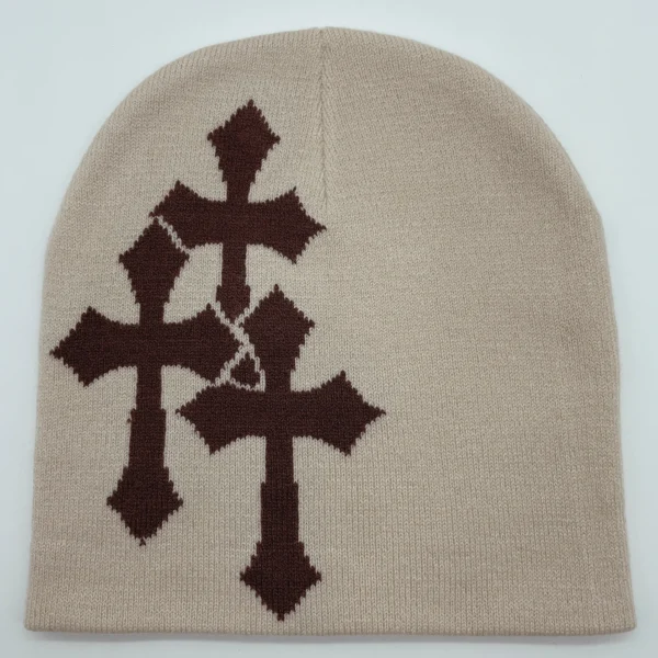 Y2K Crucifix Jacquard Knitted Hat, European And American Popularity Hip Hop Hat, Street Trend Fashion Personality Adult Hat - Image 4