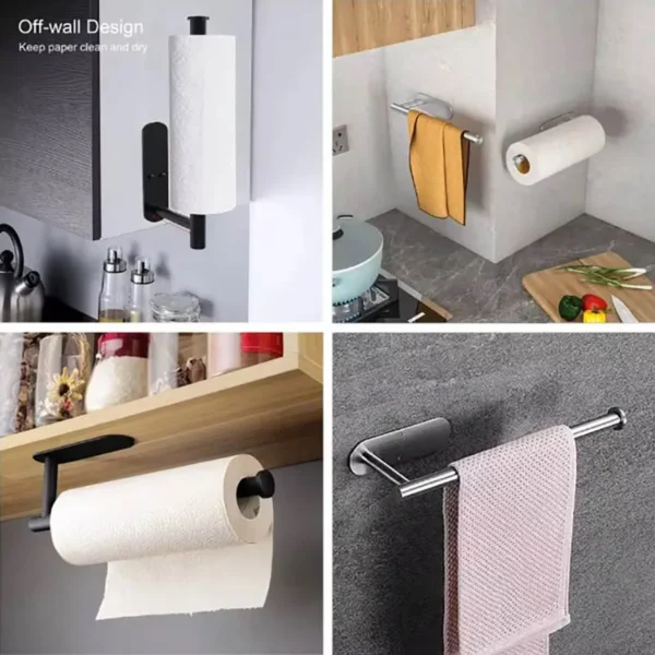 Kitchen Paper Towel Holder Adhesive Tissue Hanger Toilet Roll Paper Dispenser Cabinet Storage Napkin Rack Bathroom Accessories - Image 4