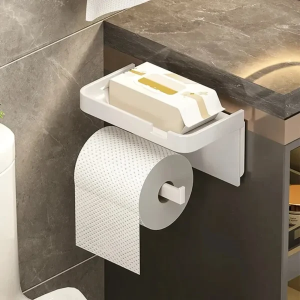 Toilet Paper Holder Plastic Storage Rack Kitchen Towel Placement Of Seasoning Bottles Bathroom Wall Roll Of Paper Phone Storage - Image 3